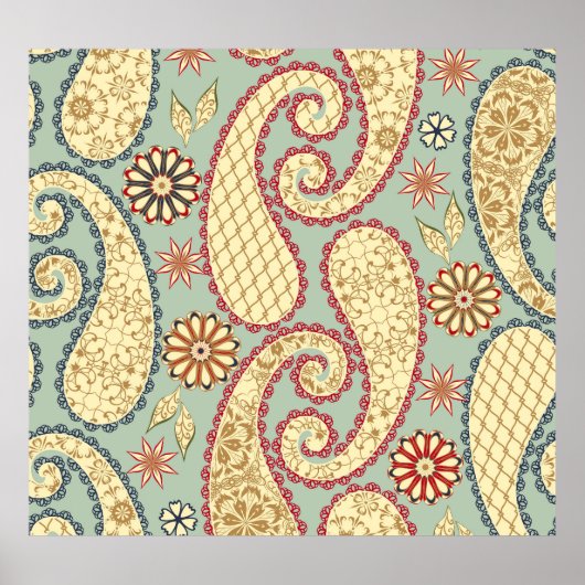 Ethnic floral, paisley vintage style. poster (Voorkant)