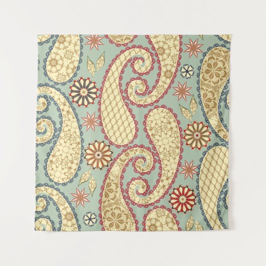 Ethnic floral, paisley vintage style. wandkleed (Voorkant)