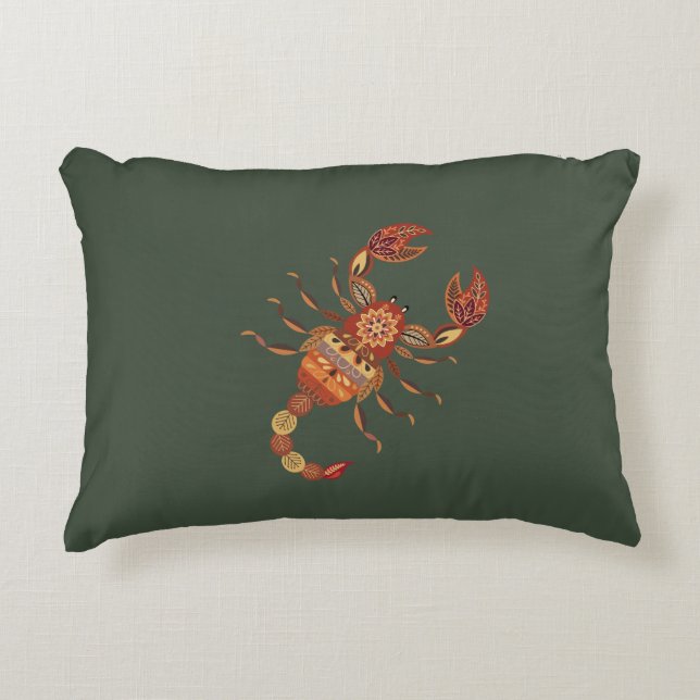 Ethnic Floral Scorpion Accent Kussen (Voorkant)