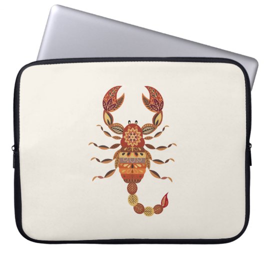 Ethnic Floral Scorpion Laptop Sleeve (Voorkant)