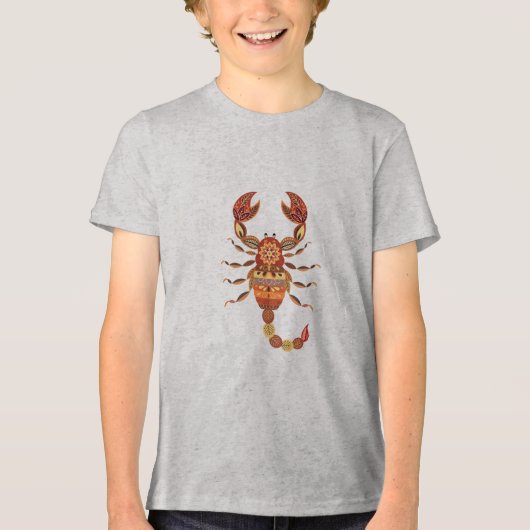 Ethnic Floral Scorpion Tri-Blend Shirt (Voorkant)