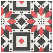 Ethnic Folk Boho Red Black White Geometric Pattern Stof (Close Up)