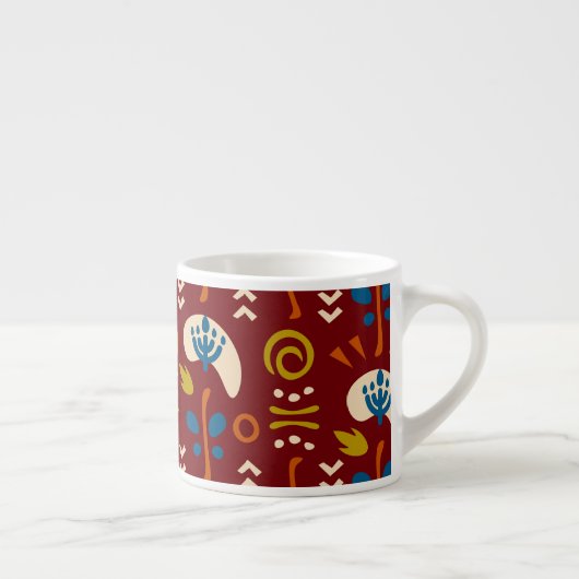 Ethnic Folk Floral Pattern Espresso Kop (Rechts)