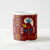 Ethnic Folk Floral Pattern Grote Koffiekop (Voorkant)