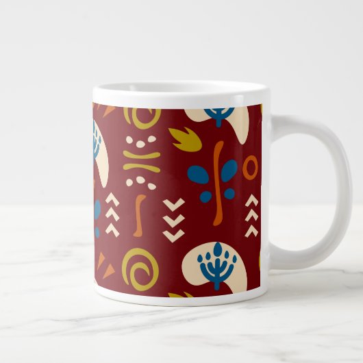 Ethnic Folk Floral Pattern Grote Koffiekop (Rechts)