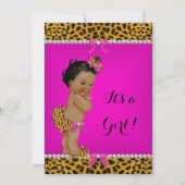 Ethnic Girl Baby shower Leopard Hot Pink Kaart (Voorkant)