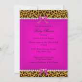 Ethnic Girl Baby shower Leopard Hot Pink Kaart (Achterkant)