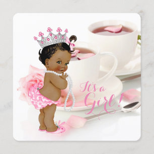 Ethnic Girl Baby shower Tea Kaart