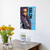 Ethnic Hair Salon Wall Sign, Long Braids Silver Folie Afdrukken (Laag (Keuken))