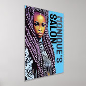 Ethnic Hair Salon Wall Sign, Long Braids Silver Folie Afdrukken (Laagn)