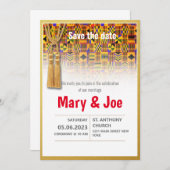 Ethnic Kente Wedding Invitation Series 2 Kaart (Voorkant / Achterkant)