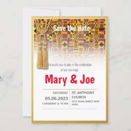 Ethnic Kente Wedding Invitation Series 2 Kaart