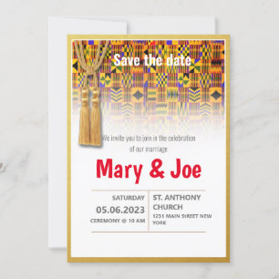 Ethnic Kente Wedding Invitation Series 2 Kaart