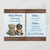 Ethnic Lil Cowboy Boy en Teddy Bear Baby Inv Uitnodiging Briefkaart (Voorkant)