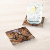 Ethnic Lion Goddess Egyptian Beverage Coaster Glazen Onderzetter (Schuin)