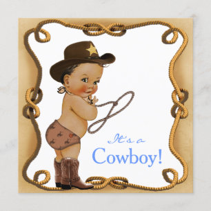 Ethnic Little Cowboy Baby shower Kaart