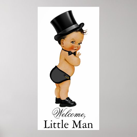 Ethnic Little Man Boy Baby shower Banner Poster (Voorkant)