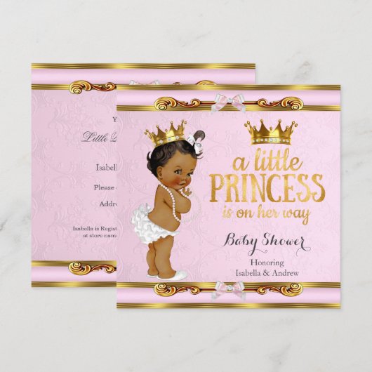 Ethnic Little Princess Baby shower Pink Gold Kaart (Voorkant / Achterkant)