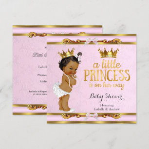 Ethnic Little Princess Baby shower Pink Gold Kaart