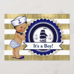Ethnic Little Sailor Boy Nautical Baby shower Kaart