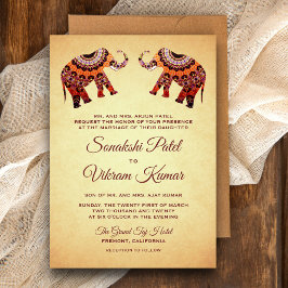 Ethnic Mandala Elephants Indian Wedding Invitation Kaart