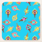 Ethnic Melanin Girl Friends Relaxing in de pool Kartonnen Onderzetters (Voorkant)