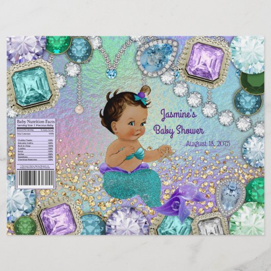 Ethnic Mermaid Baby shower Chip Bag Wrappers Flyer (Voorkant)