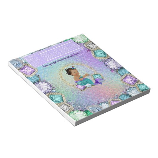 Ethnic Mermaid Baby shower Snoep Bar Wrapper Notitieblok (Schuin)