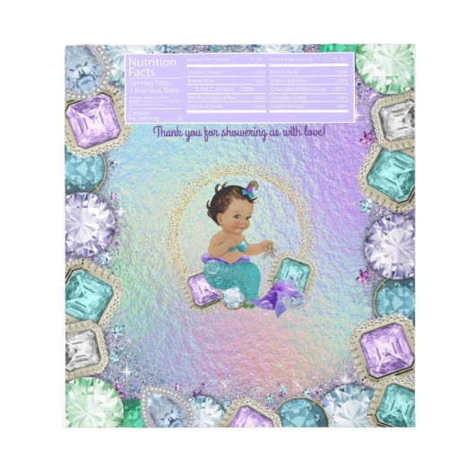 Ethnic Mermaid Baby shower Snoep Bar Wrapper Notitieblok (Voorkant)