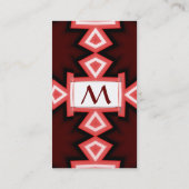 ETHNIC MONOGRAM Abstract Geometric Red White Visitekaartje (Achterkant)
