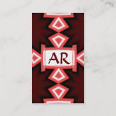 ETHNIC MONOGRAM Abstract rood wit papier Visitekaartje (Achterkant)