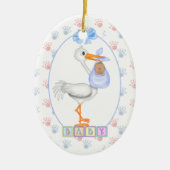Ethnic New Baby Stork Ornament (Voorkant)