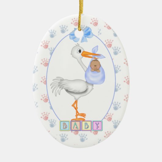 Ethnic New Baby Stork Ornament (Voorkant)