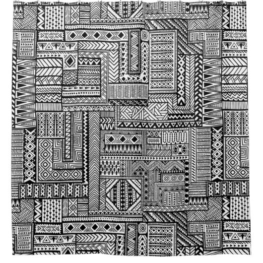 Ethnic Ornament Douchegordijn (Voorkant)