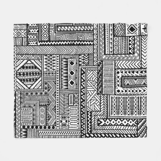 Ethnic Ornament Fleece Deken (Voorkant (Horizontaal))
