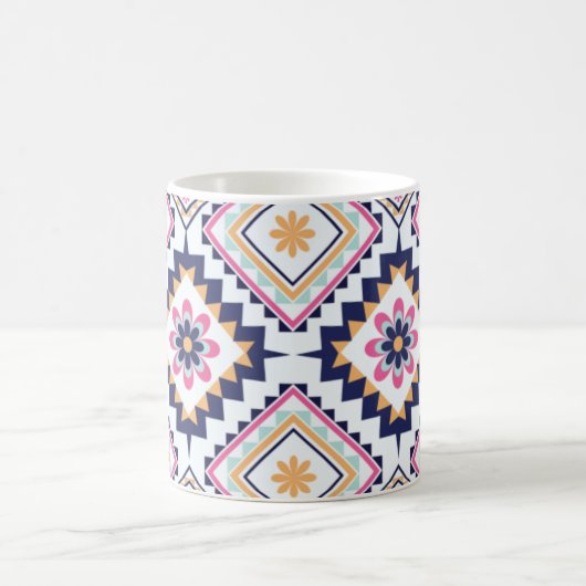 Ethnic Paisley Ornate Floral Tile Pattern Koffiemok (Center)