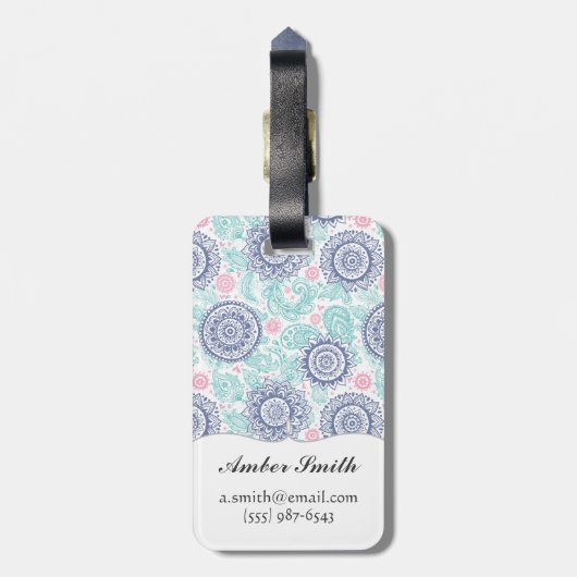 Ethnic Paisley Pattern Bagagelabel (Achterkant verticaal)