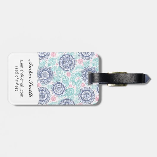 Ethnic Paisley Pattern Bagagelabel (Achterkant horizontaal)