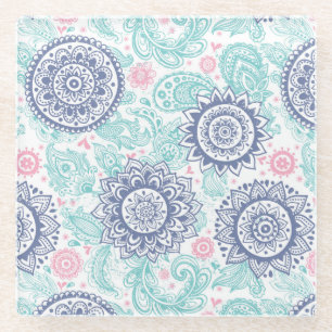 Ethnic Paisley Pattern Glazen Onderzetter