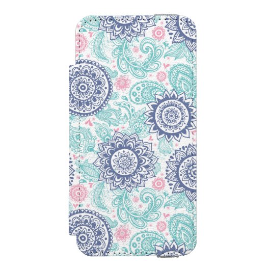 Ethnic Paisley Pattern Incipio iPhone Portemonnee Hoesje (Voorkant Agenda)