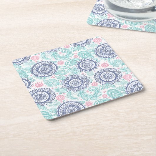 Ethnic Paisley Pattern Kartonnen Onderzetters (Schuin)