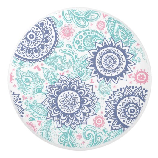 Ethnic Paisley Pattern Keramische Knop (Voorkant)