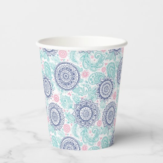 Ethnic Paisley Pattern Papieren Bekers (Achterkant)