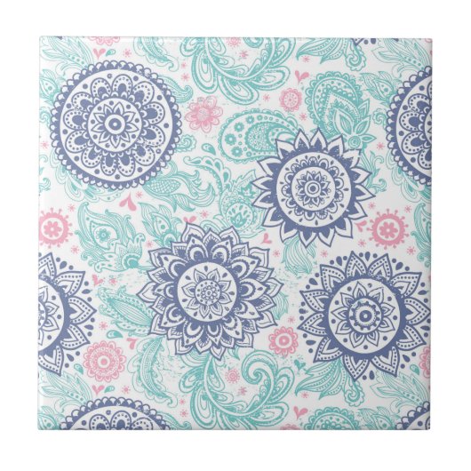 Ethnic Paisley Pattern Tegeltje (Voorkant)