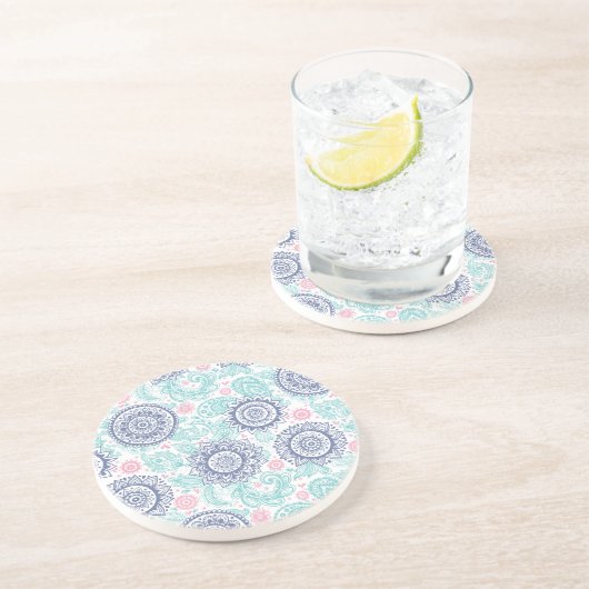 Ethnic Paisley Pattern Zandsteen Onderzetter (Zijkant)