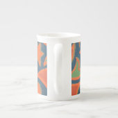 Ethnic Pattern Bone China Mok, Oranje, donkerblauw Porselein Kop (Achterkant)