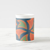 Ethnic Pattern Bone China Mok, Oranje, donkerblauw Porselein Kop (Voorkant)