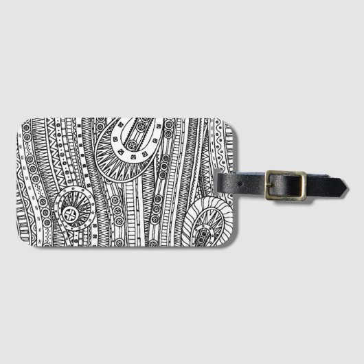 Ethnic Pattern Doodle Bagagelabel (Voorkant (horizontaal))