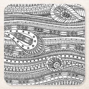 Ethnic Pattern Doodle Kartonnen Onderzetters