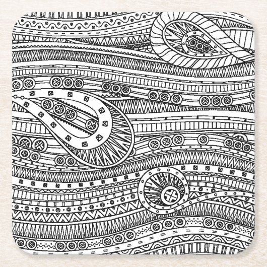 Ethnic Pattern Doodle Kartonnen Onderzetters (Voorkant)